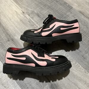 Joes Garb George Esquivel Pink Flames Greaser Womans Shoes 6.5 Derby Oxfords Y2K